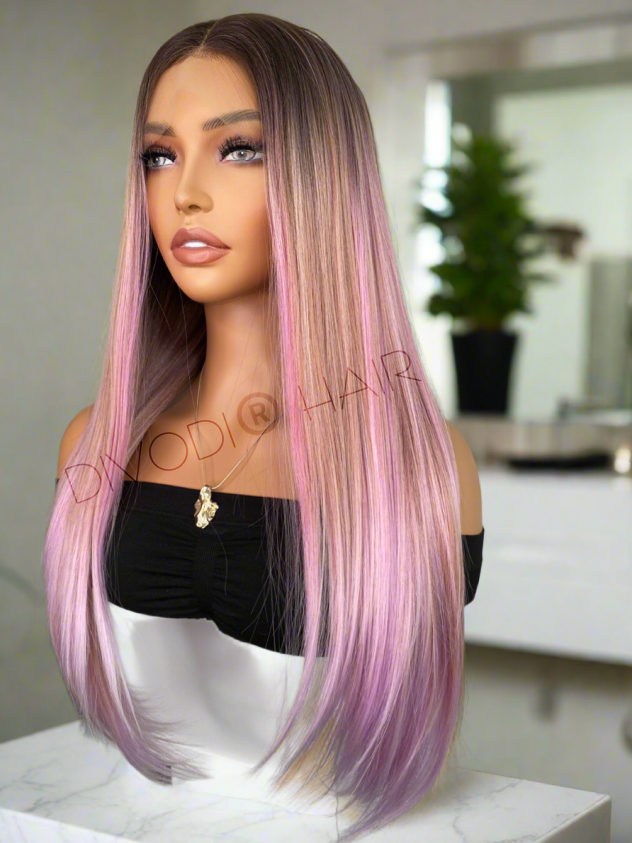 Priscilla-Ombre Pink Futura Fiber (13x4) Lace Front Wig