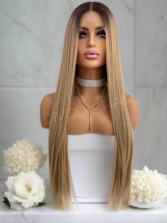 Bella-Ombre Dark Blonde-Futura Fiber-(13x3) Lace Front Wig