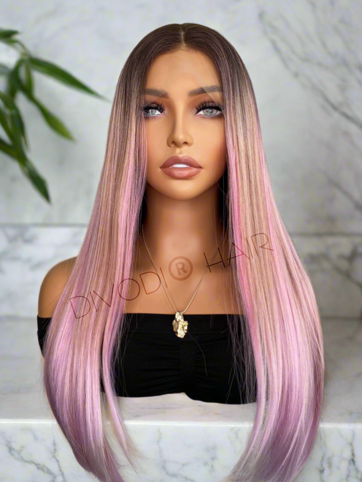 Priscilla-Ombre Pink Futura Fiber (13x4) Lace Front Wig