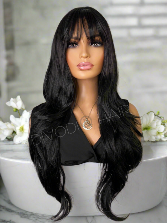 Cleo-Black with Bangs Non-Lace Wig