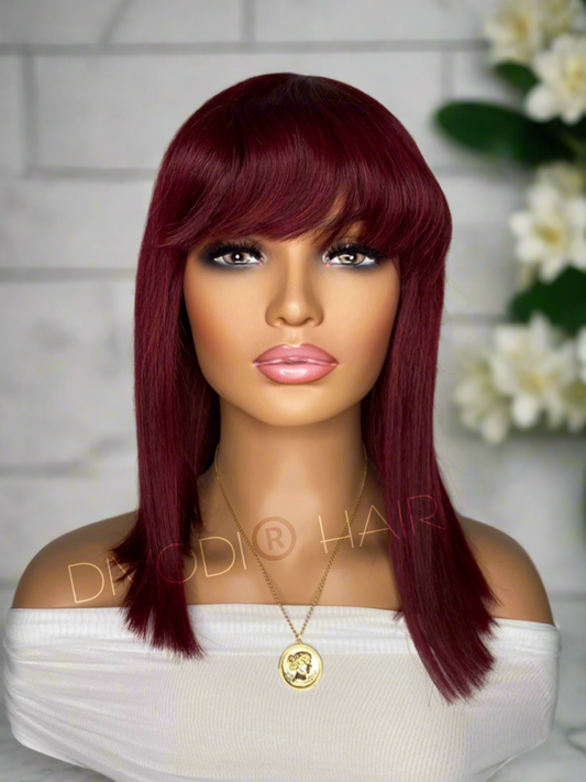 Eleanor-Burgundy Red Non-Lace Wig