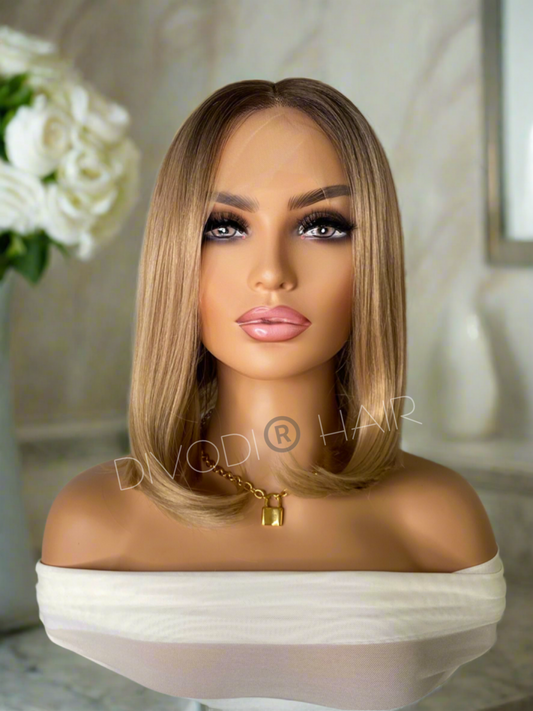 Ellie-Ombre Dark Blonde Futura Fiber T-Part Lace Front Wig