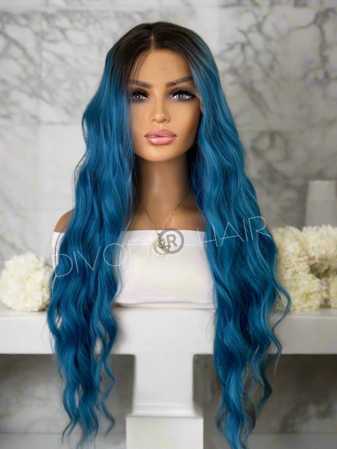 Iris-Ombre Blue Futura Fiber (13x3) Lace Front Wig