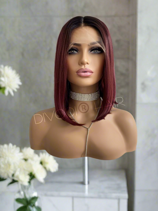 Alora-Ombre Burgundy-Futura Fiber-T-Part Lace Front Wig