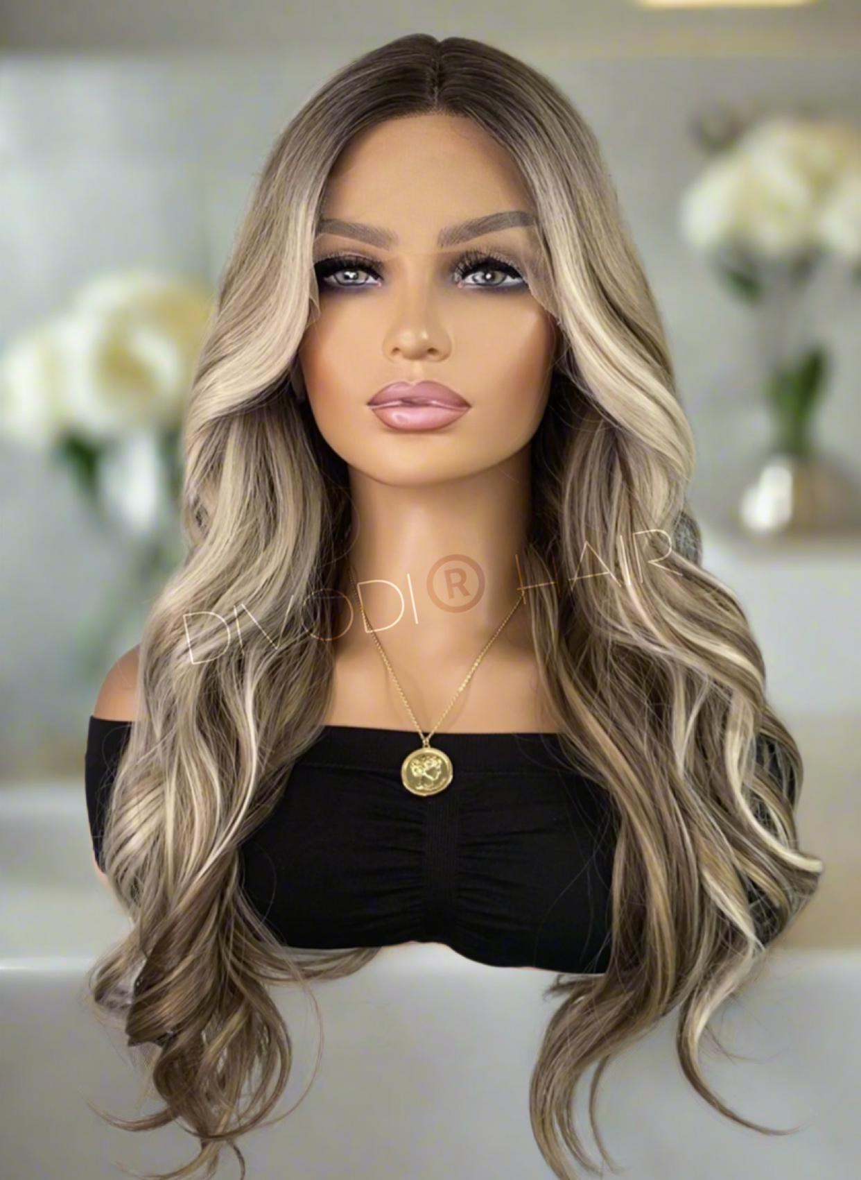 Riley-Ombre Brow/Blonde Futura Fiber T-Part Lace Front Wig