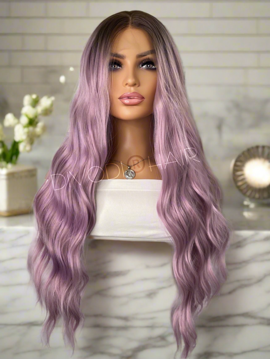 Amethyst-Ombre Light Purple-Futura Fiber-(13x3) Lace Front Wig