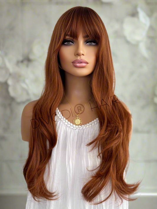 Amber-Brownish/Red-with Bangs-Non-Lace Wig