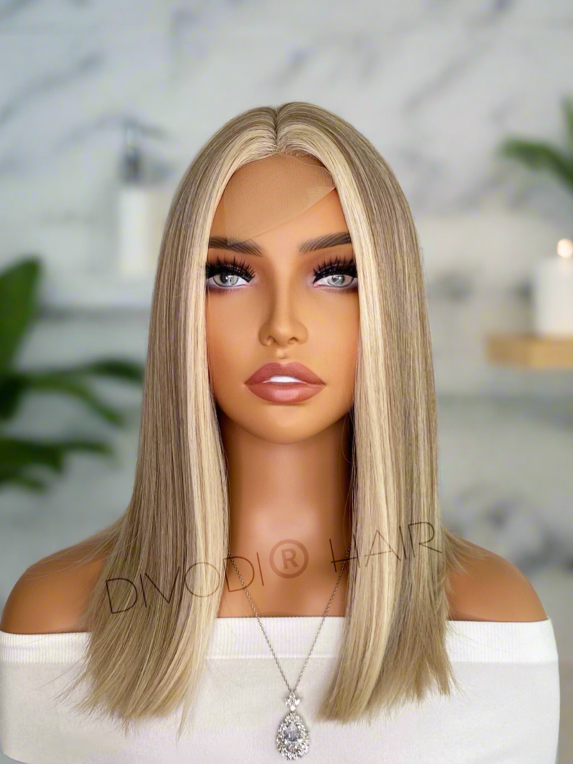 Aria-Dark Blonde/Highlights-Small Lace Front Wig