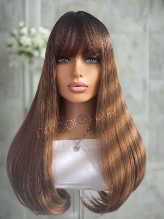 Bonnie-Brown-with Bangs-Non-Lace Wig