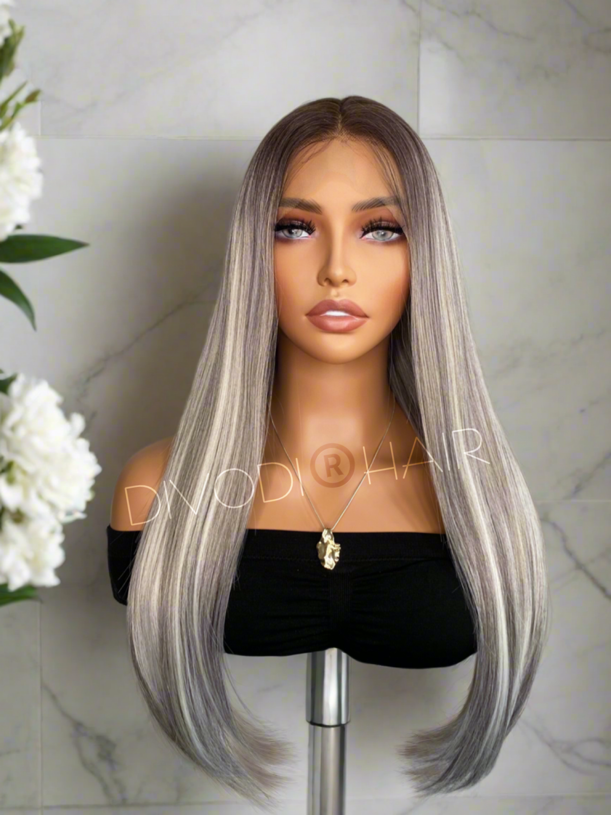 Silvie-Ombre Silver Gray Futura Fiber (13x4) Lace Front Wig