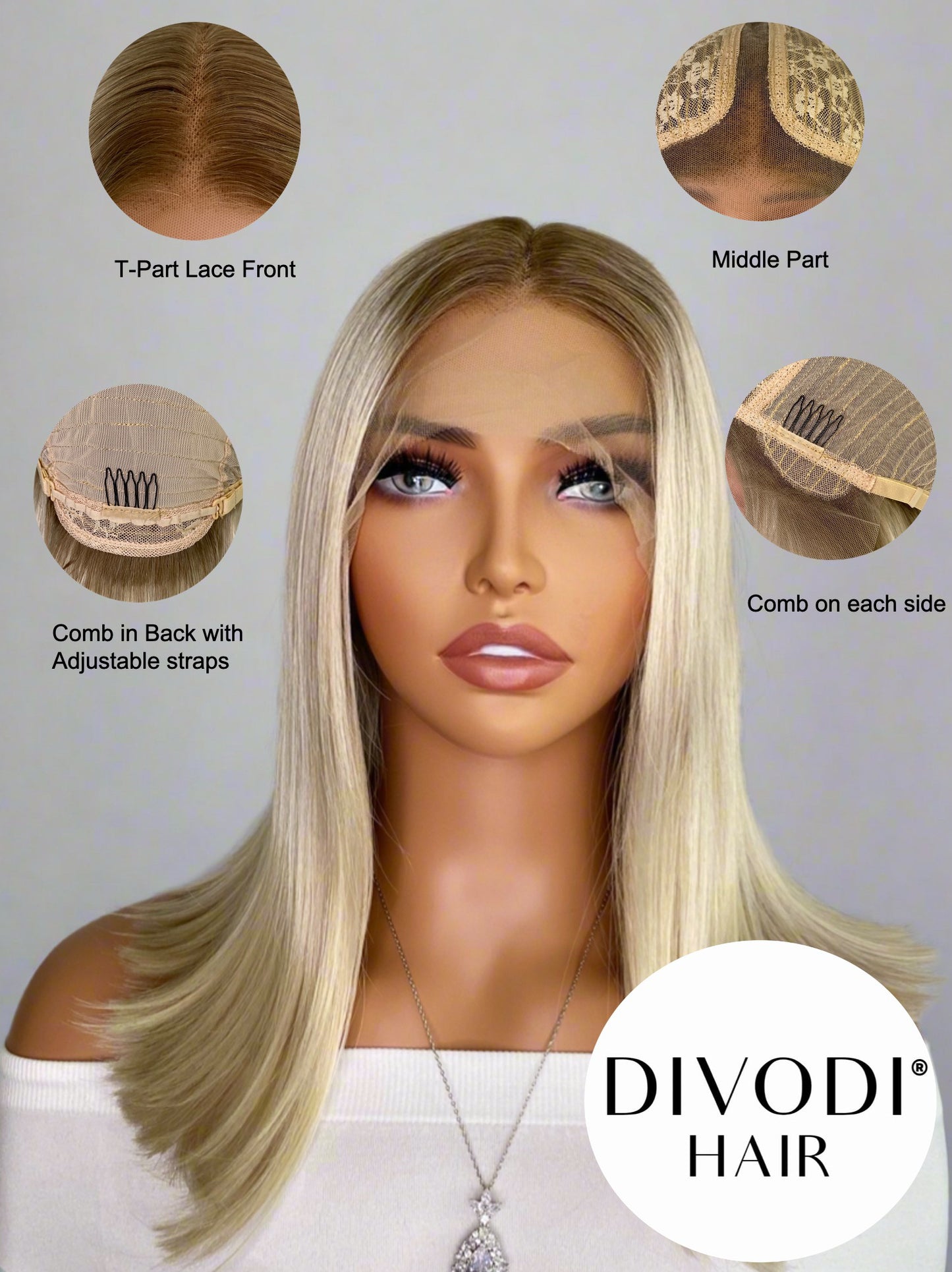 Mila-Ombre Blonde Futura Fiber T-Part Lace Front Wig