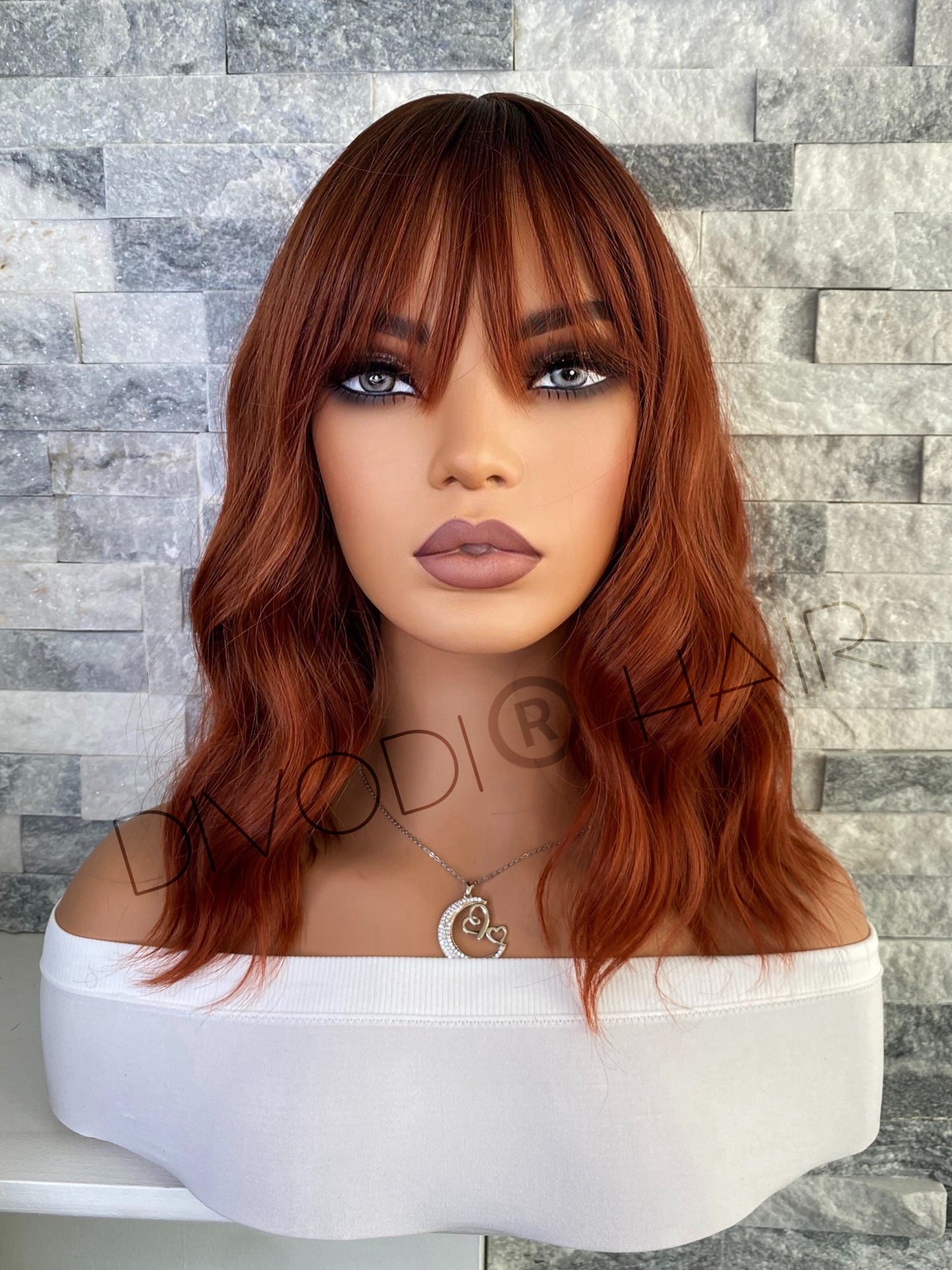 Sara-Auburn Red with Bangs Non-Lace Wig