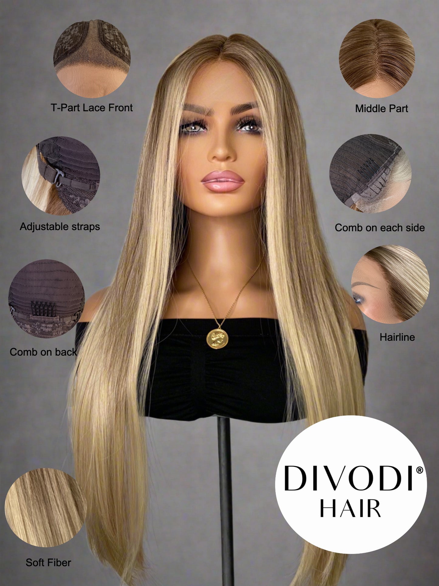 Alicia-Ombre Dark Blonde-T-Part Lace Front Wig