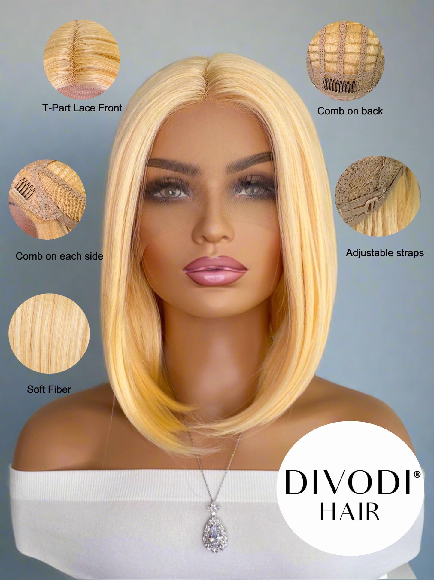 Rio-Light Orange/Yellow Blonde Futura Fiber T-Part Lace Front Wig